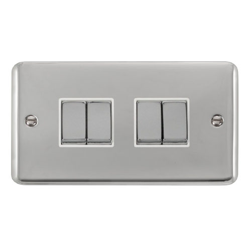 Scolmore DPCH414WH - 10AX Ingot 4 Gang 2 Way Plate Switch - White Deco Plus Scolmore - Sparks Warehouse