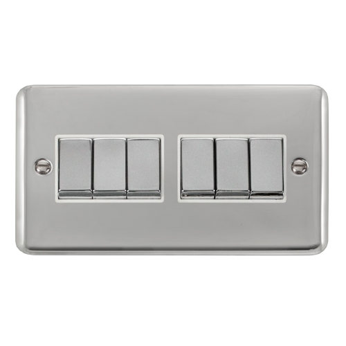 Scolmore DPCH416WH - 10AX Ingot 6 Gang 2 Way Plate Switch - White Deco Plus Scolmore - Sparks Warehouse
