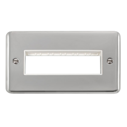 Scolmore DPCH426WH - 2 Gang Plate - 6 In-Line Apertures - White Deco Plus Scolmore - Sparks Warehouse