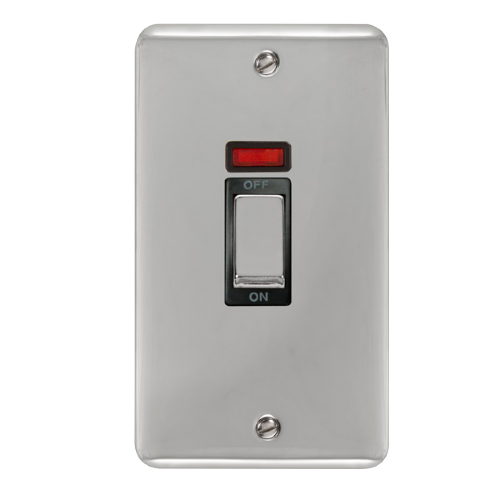 Scolmore DPCH503BK - 45A Ingot 2 Gang DP Switch With Neon - Black Deco Plus Scolmore - Sparks Warehouse