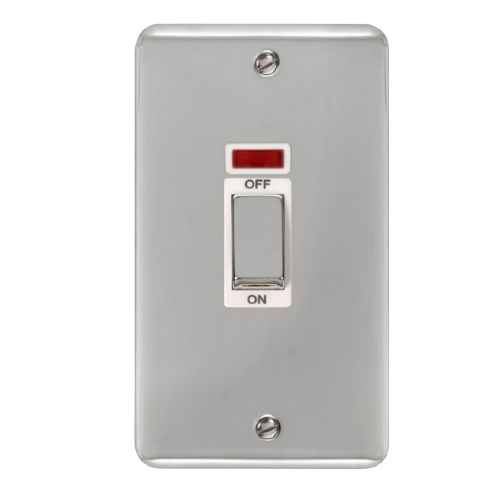 Scolmore DPCH503WH - 45A Ingot 2 Gang DP Switch With Neon - White Deco Plus Scolmore - Sparks Warehouse