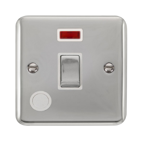 Scolmore DPCH523WH - 20A Ingot 1 Gang DP Switch With Flex Outlet & Neon - White Deco Plus Scolmore - Sparks Warehouse