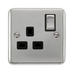 Scolmore DPCH535BK - 13A Ingot 1 Gang DP Switched Socket - Black Deco Plus Scolmore - Sparks Warehouse