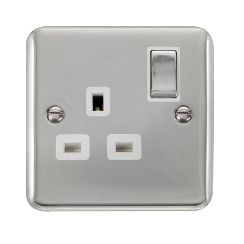 Scolmore DPCH535WH - 13A Ingot 1 Gang DP Switched Socket - White Deco Plus Scolmore - Sparks Warehouse