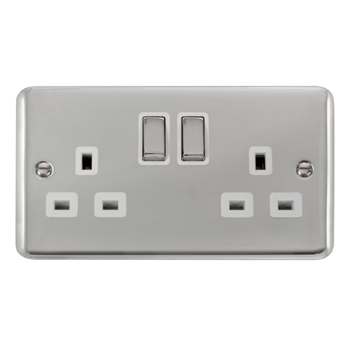 Scolmore DPCH536WH - 13A Ingot 2 Gang DP Switched Socket - White Deco Plus Scolmore - Sparks Warehouse