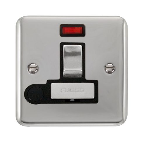 Scolmore DPCH552BK - 13A Ingot DP Switched Fused Connection Unit With Flex Outlet + Neon - Black Deco Plus Scolmore - Sparks Warehouse
