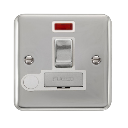Scolmore DPCH552WH - 13A Ingot DP Switched Fused Connection Unit With Flex Outlet + Neon - White Deco Plus Scolmore - Sparks Warehouse