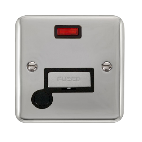 Scolmore DPCH553BK - 13A Ingot Fused Connection Unit With Flex Outlet + Neon - Black Deco Plus Scolmore - Sparks Warehouse