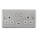Scolmore DPCH570WH - 13A Ingot 2 Gang Switched Socket With 2.1A USB Outlet (Twin Earth) - White Deco Plus Scolmore - Sparks Warehouse