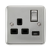 Scolmore DPCH571BK - 13A Ingot 1 Gang Switched Socket With 2.1A USB Outlet - Black Deco Plus Scolmore - Sparks Warehouse