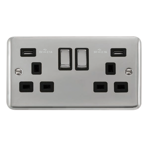 Scolmore DPCH580BK Deco Plus Polished Chrome 2g Skt Usb 4.2a Dp  Scolmore - Sparks Warehouse