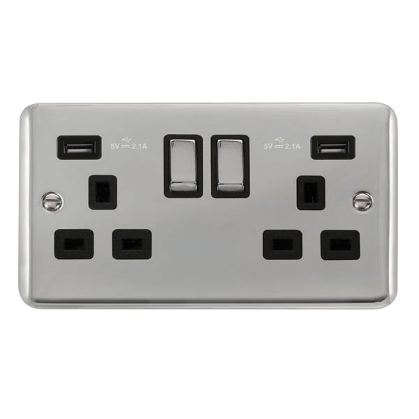 Scolmore DPCH580BK Deco Plus Polished Chrome 2g Skt Usb 4.2a Dp  Scolmore - Sparks Warehouse