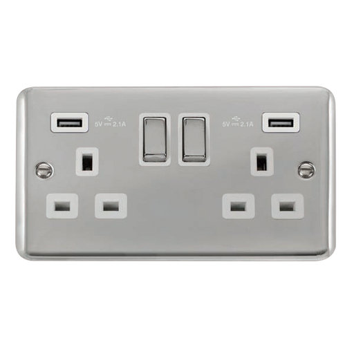 Scolmore DPCH580WH Deco Plus Polished Chrome 2g Skt Usb 4.2a Dp  Scolmore - Sparks Warehouse