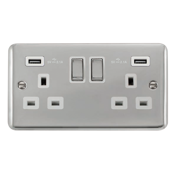 Scolmore DPCH580WH Deco Plus Polished Chrome 2g Skt Usb 4.2a Dp  Scolmore - Sparks Warehouse