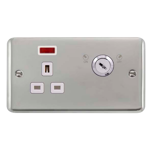 Scolmore DPCH655WH Deco Plus Polished Chrome 13a 1g Dp Lockable Skt Neon Deco+ Ch Wh  Scolmore - Sparks Warehouse