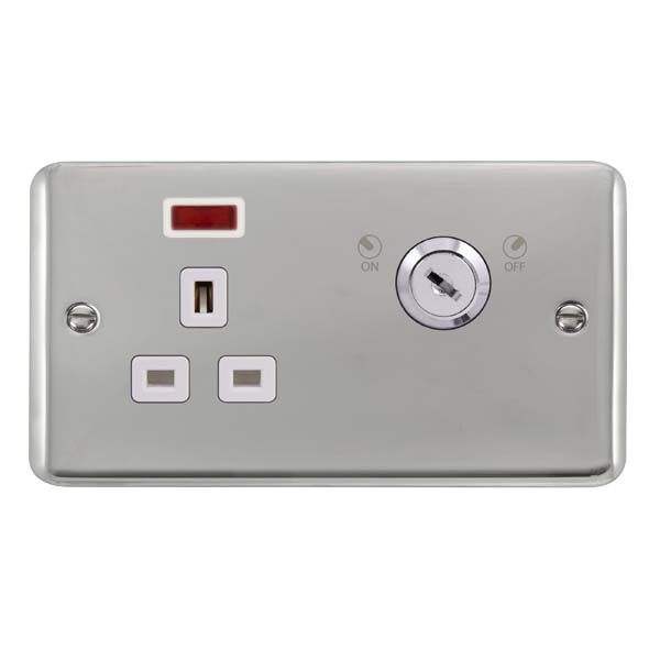 Scolmore DPCH655WH Deco Plus Polished Chrome 13a 1g Dp Lockable Skt Neon Deco+ Ch Wh  Scolmore - Sparks Warehouse