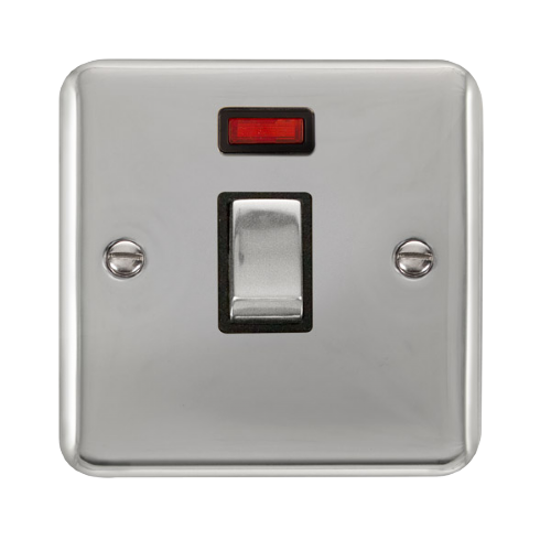 Scolmore DPCH723BK - 20A Ingot DP Switch With Neon - Black Deco Plus Scolmore - Sparks Warehouse