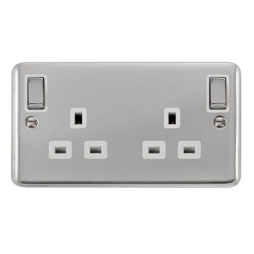 Scolmore DPCH836WH Deco Plus Polished Chrome Deco+ 13a 2gang Outboard Sw Skt Dp Ch Wh  Scolmore - Sparks Warehouse