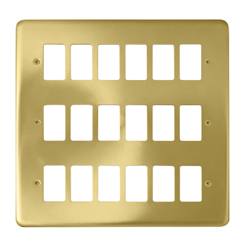 Scolmore DPSB20518 - 18 Gang GridPro® Frontplate - Satin Brass GridPro Scolmore - Sparks Warehouse