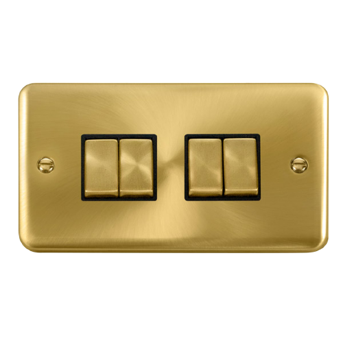 Scolmore DPSB414BK - 10AX Ingot 4 Gang 2 Way Plate Switch - Black Deco Plus Scolmore - Sparks Warehouse