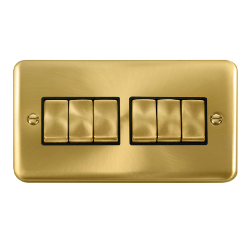 Scolmore DPSB416BK - 10AX Ingot 6 Gang 2 Way Plate Switch - Black Deco Plus Scolmore - Sparks Warehouse