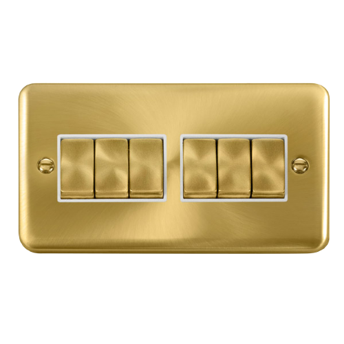 Scolmore DPSB416WH - 10AX Ingot 6 Gang 2 Way Plate Switch - White Deco Plus Scolmore - Sparks Warehouse