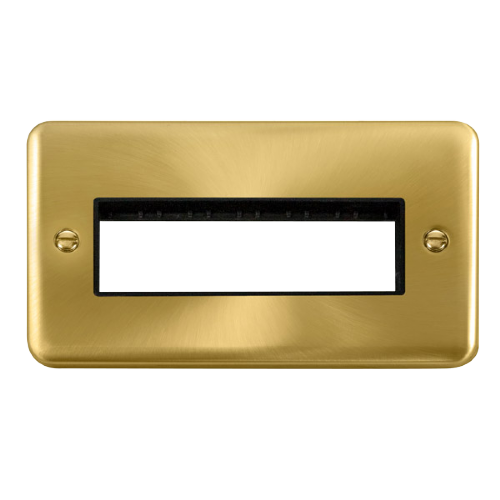 Scolmore DPSB426BK - 2 Gang Plate - 6 In-Line Apertures - Black Deco Plus Scolmore - Sparks Warehouse