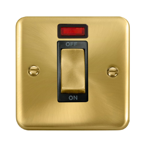 Scolmore DPSB501BK - 45A Ingot 1 Gang DP Switch With Neon - Black Deco Plus Scolmore - Sparks Warehouse