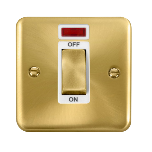 Scolmore DPSB501WH - 45A Ingot 1 Gang DP Switch With Neon - White Deco Plus Scolmore - Sparks Warehouse