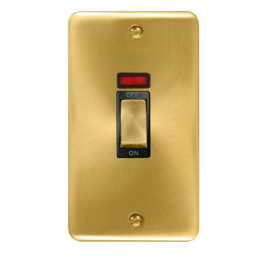 Scolmore DPSB503BK - 45A Ingot 2 Gang DP Switch With Neon - Black Deco Plus Scolmore - Sparks Warehouse