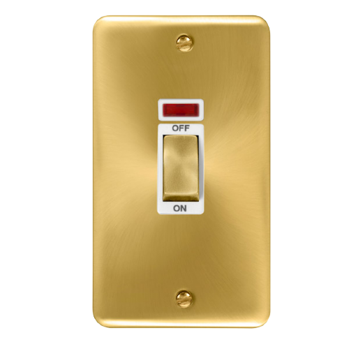 Scolmore DPSB503WH - 45A Ingot 2 Gang DP Switch With Neon - White Deco Plus Scolmore - Sparks Warehouse