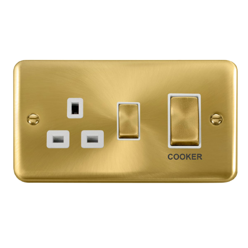 Scolmore DPSB504WH - 45A Ingot 2 Gang DP Switch With 13A DP Switched Socket - White Deco Plus Scolmore - Sparks Warehouse