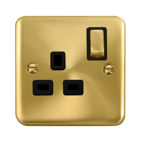 Scolmore DPSB535BK - 13A Ingot 1 Gang DP Switched Socket - Black Deco Plus Scolmore - Sparks Warehouse