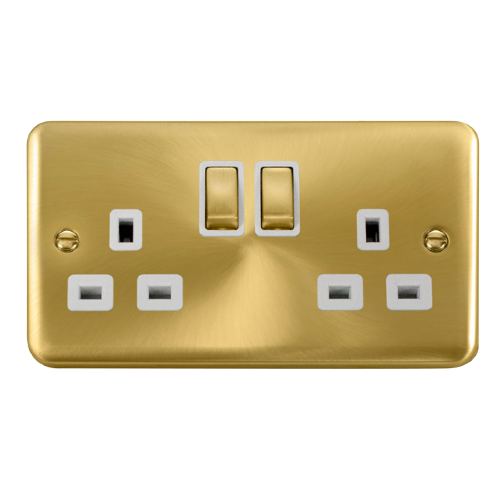Scolmore DPSB536WH - 13A Ingot 2 Gang DP Switched Socket - White Deco Plus Scolmore - Sparks Warehouse