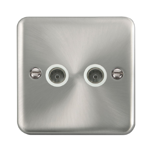 Scolmore DPSC066WH - Twin Coaxial Outlet - White Deco Plus Scolmore - Sparks Warehouse