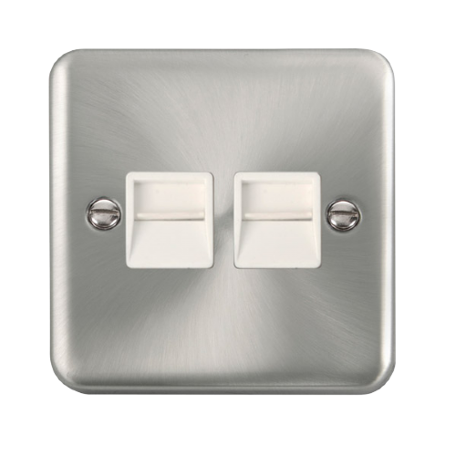 Scolmore DPSC121WH - Twin Telephone Outlet - Master - White Deco Plus Scolmore - Sparks Warehouse