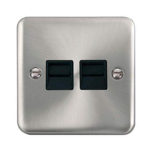 Scolmore DPSC126BK - Twin Telephone Outlet - Secondary - Black Deco Plus Scolmore - Sparks Warehouse