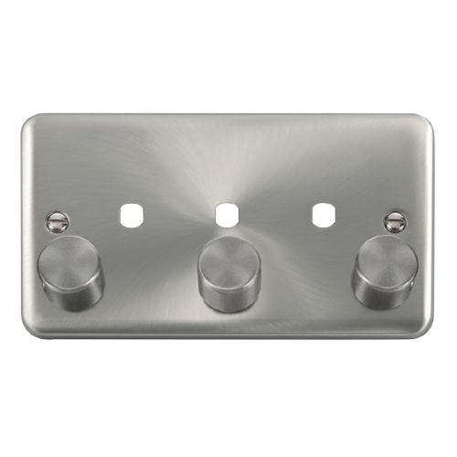 Scolmore DPSC153PL - 2 Gang Dimmer Plate + Knobs - 3 Apertures Deco Plus Scolmore - Sparks Warehouse
