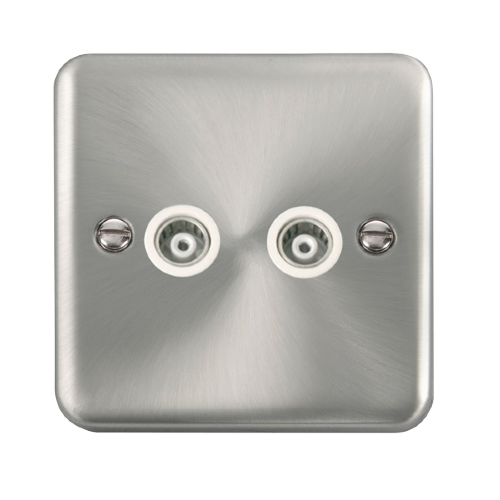Scolmore DPSC159WH - Twin Isolated Coaxial Outlet - White Deco Plus Scolmore - Sparks Warehouse
