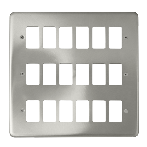 Scolmore DPSC20518 - 18 Gang GridPro® Frontplate - Satin Chrome GridPro Scolmore - Sparks Warehouse