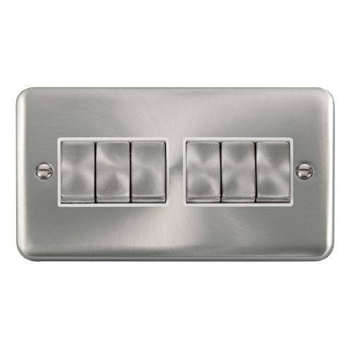 Scolmore DPSC416WH - 10AX Ingot 6 Gang 2 Way Plate Switch - White Deco Plus Scolmore - Sparks Warehouse