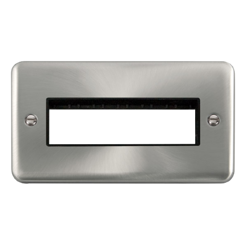 Scolmore DPSC426BK - 2 Gang Plate - 6 In-Line Apertures - Black Deco Plus Scolmore - Sparks Warehouse