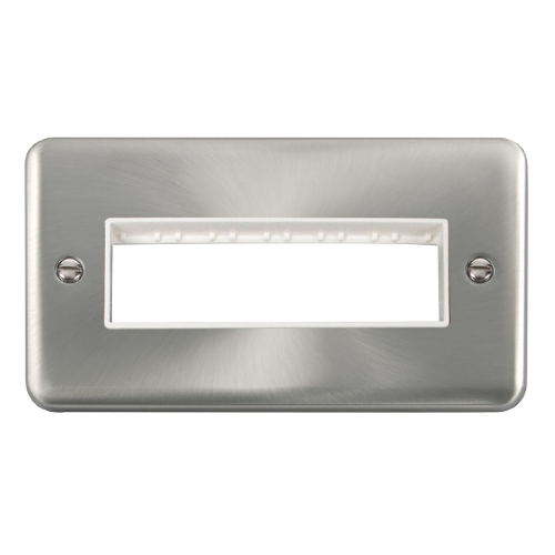 Scolmore DPSC426WH - 2 Gang Plate - 6 In-Line Apertures - White Deco Plus Scolmore - Sparks Warehouse