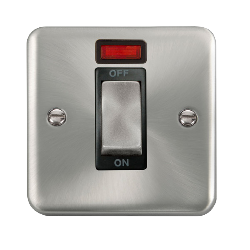Scolmore DPSC501BK - 45A Ingot 1 Gang DP Switch With Neon - Black Deco Plus Scolmore - Sparks Warehouse