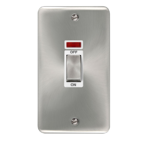 Scolmore DPSC503WH - 45A Ingot 2 Gang DP Switch With Neon - White Deco Plus Scolmore - Sparks Warehouse