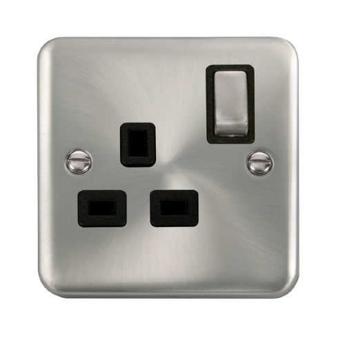 Scolmore DPSC535BK - 13A Ingot 1 Gang DP Switched Socket - Black Deco Plus Scolmore - Sparks Warehouse