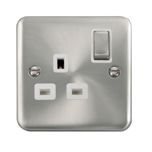 Scolmore DPSC535WH - 13A Ingot 1 Gang DP Switched Socket - White Deco Plus Scolmore - Sparks Warehouse