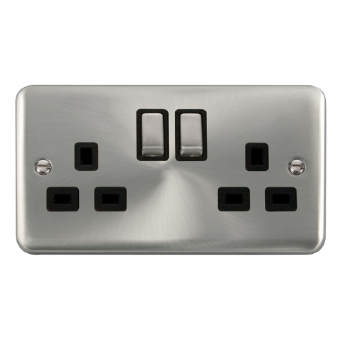 Scolmore DPSC536BK - 13A Ingot 2 Gang DP Switched Socket - Black Deco Plus Scolmore - Sparks Warehouse