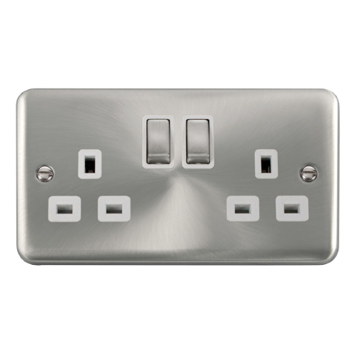 Scolmore DPSC536WH - 13A Ingot 2 Gang DP Switched Socket - White Deco Plus Scolmore - Sparks Warehouse