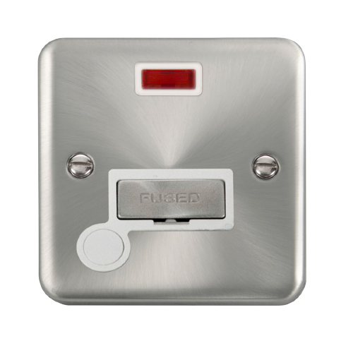 Scolmore DPSC553WH - 13A Ingot Fused Connection Unit With Flex Outlet + Neon - White Deco Plus Scolmore - Sparks Warehouse